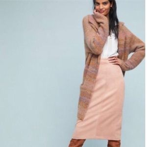 Anthropologie Pink Suede midi-skirt